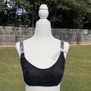 Victoria’s Secret Very Sexy Shine Strap Lace Scoop Bralette Black Unlined Size M